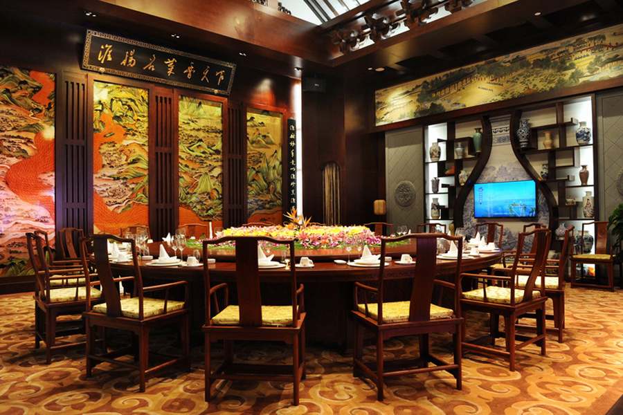 中式餐廳效果圖,中式餐飲裝修效果圖