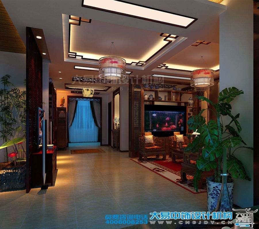 駐馬店新中式風格家裝效果圖紅色典雅設計