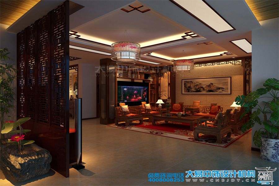 駐馬店新中式風格家裝效果圖紅色典雅設計