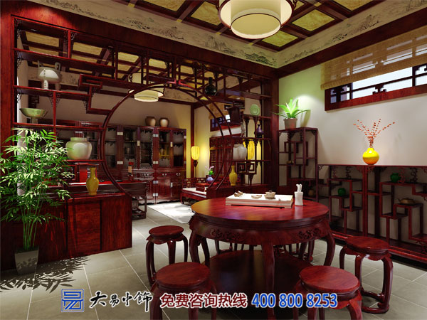 中式四合院茶室裝修設計 覓清幽之境享茶墨之韻