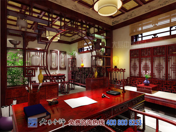 中式四合院茶室裝修設計 覓清幽之境享茶墨之韻